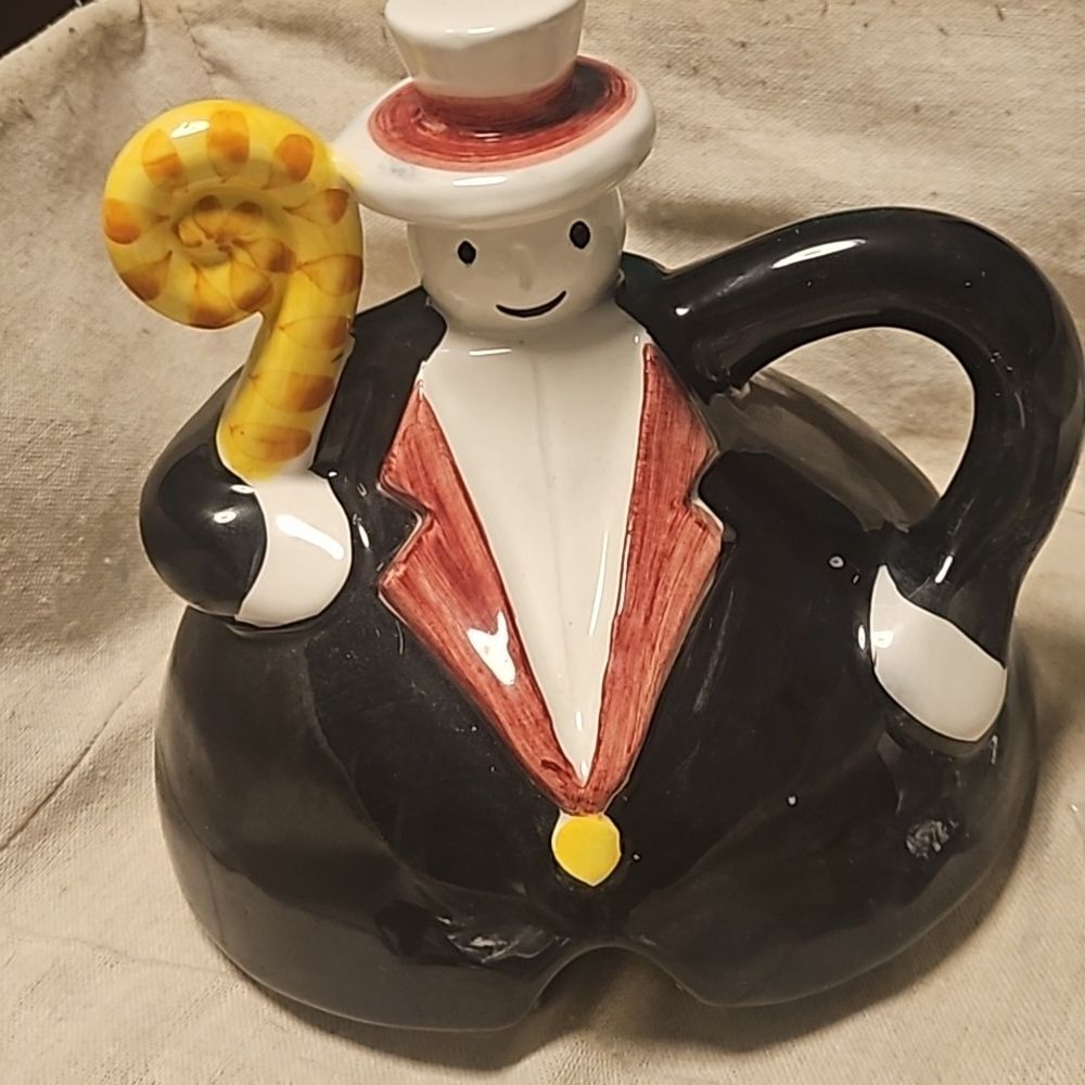Antique Anthropomorphic Snowman Candy  and Chubby Teapot Sitter